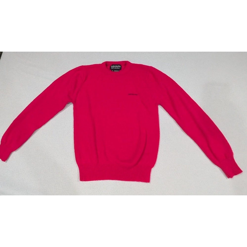 Adolfo Sweater Womens Small Pink Excellent Knit Cashmere Touch Crewneck Vintage